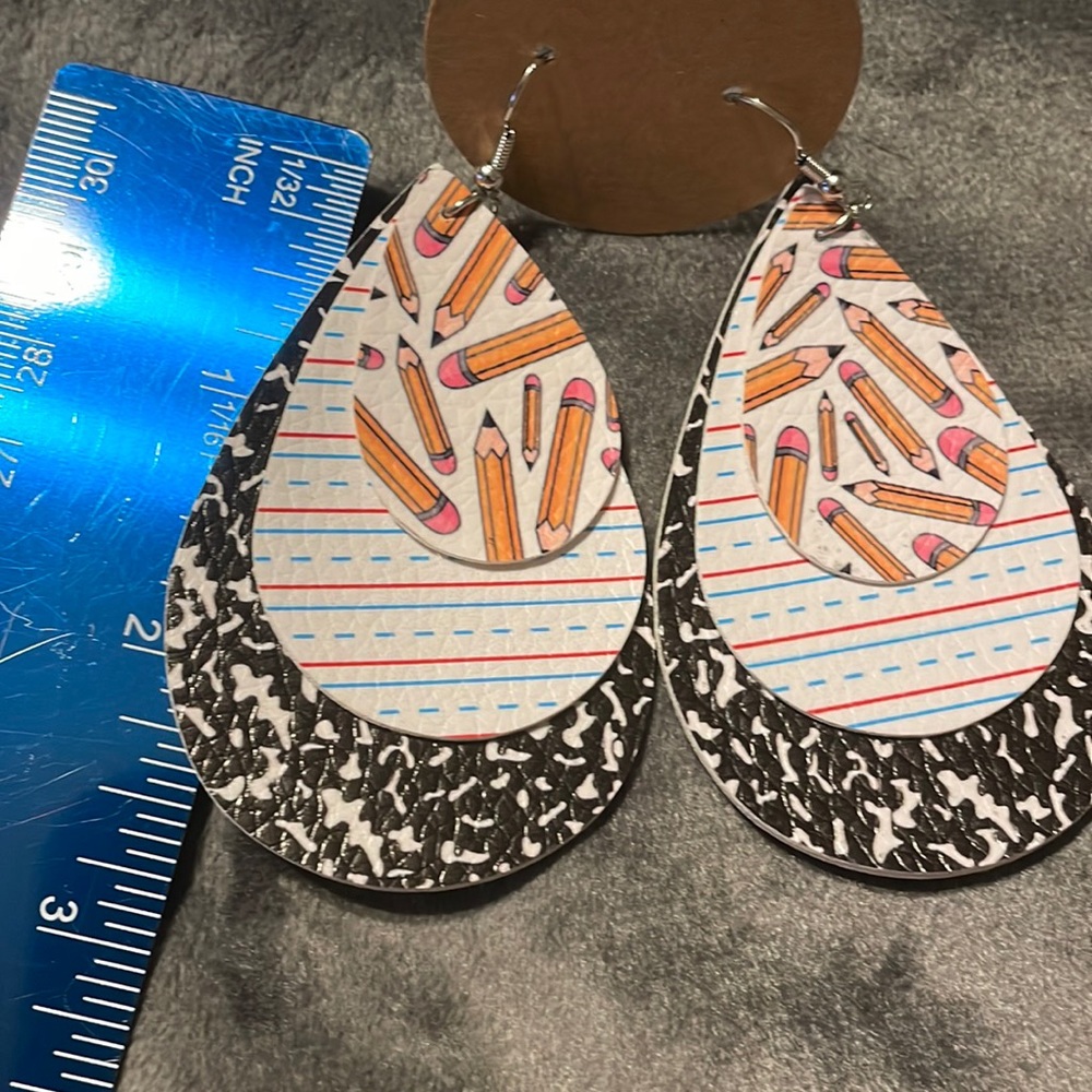 Vegan Leather Back to School Teacher Pre-K Earrings Great to Bundle!